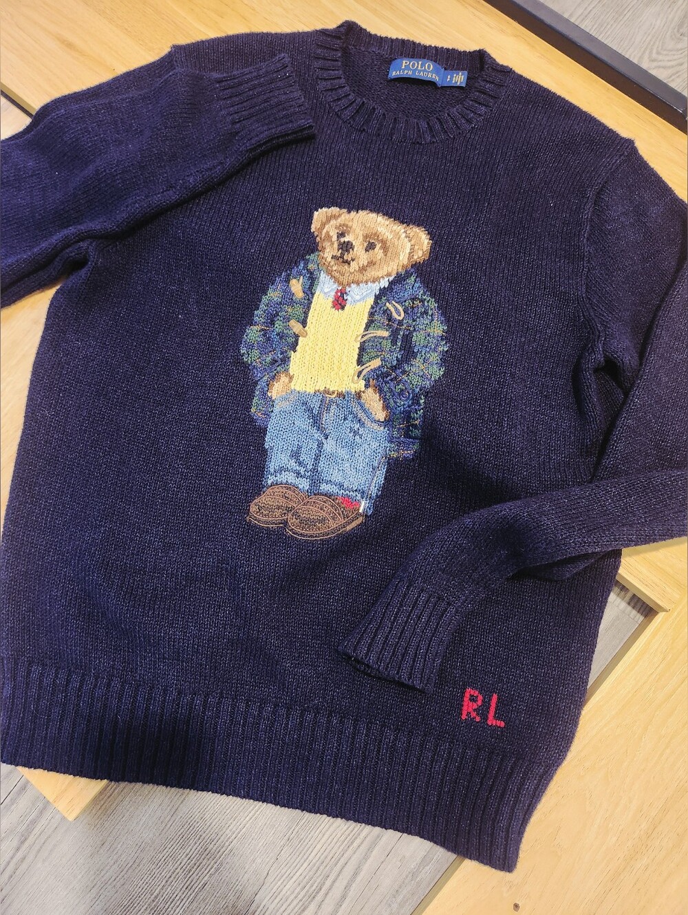 VTG 90s S Polo Ralph Lauren Crewneck Bear Knit Sweater Gift Classic Monogram